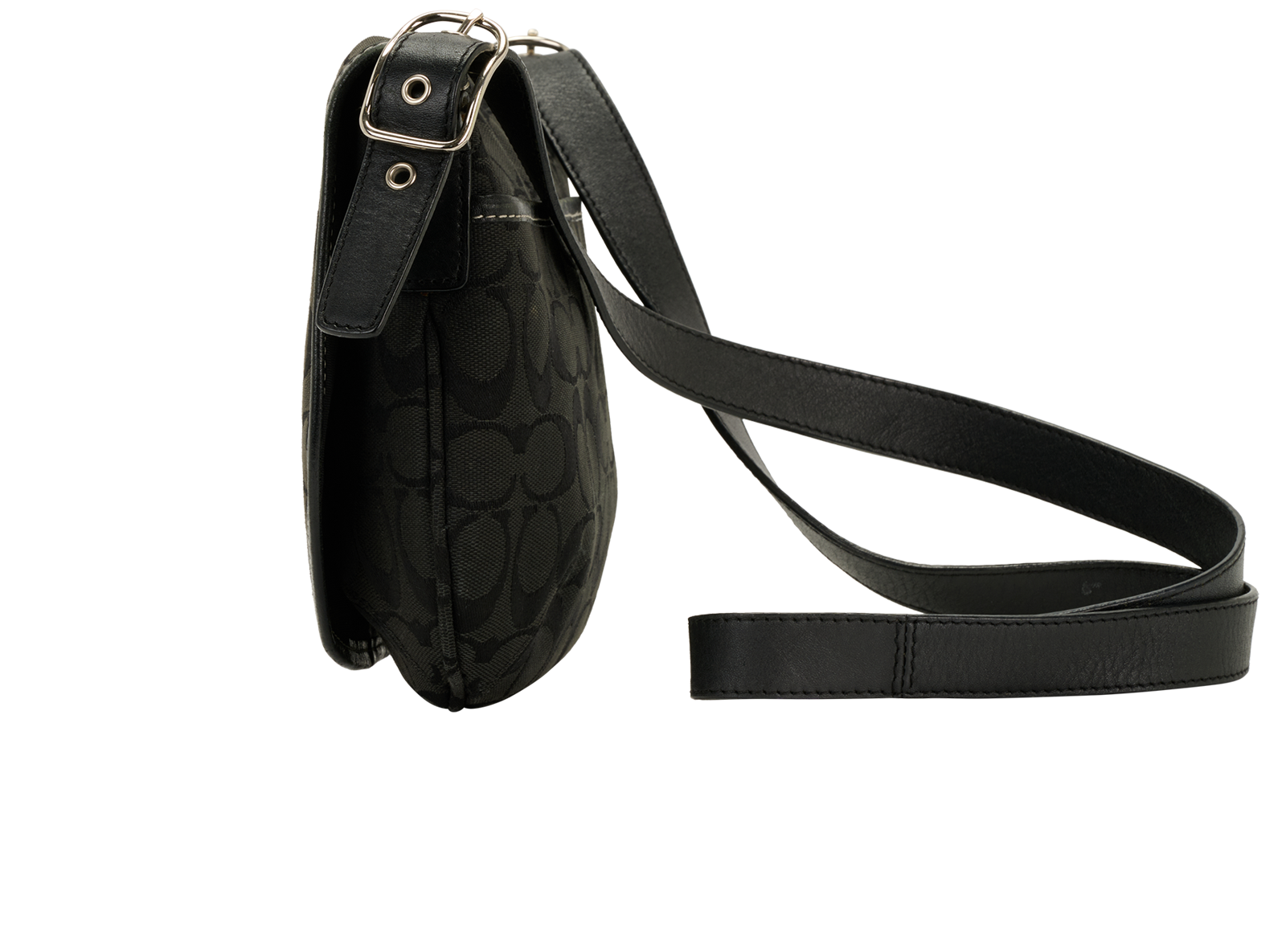 Signature Shoulder Bag, &pound;120, Handbags, Black, Canvas, Bottom view